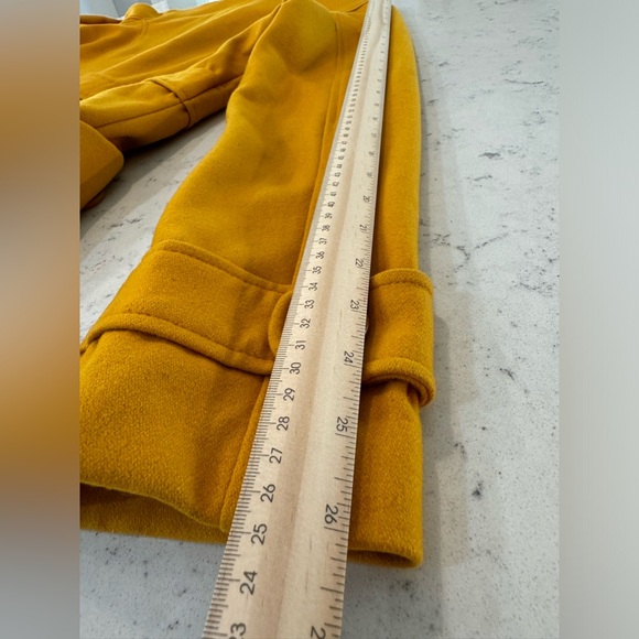 Tulle ANTHROPOLOGIE Women's Mustard Wool Blend Jacket Pea Coat Gold Large Fall - Picture 11 of 12